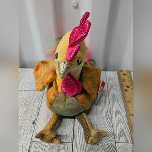 Ty Rooster Colorful Rooster Plush with Pink and Orange